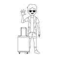 Cartoon tourist with sunglasses design