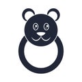 Cartoon toy baby biting teether bear object for small children to play, silhouette style icon