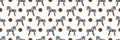 Cartoon Toy Zebra Seamless Border Pattern. Cute Safari Animal Banner Background. Hand Drawn Kawaii Gender Neutral Kid Motif Ribbon Royalty Free Stock Photo