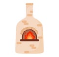 Cartoon traditional brick pizza oven fire. Simplified representation outdoor baking oven. Cozy Royalty Free Stock Photo