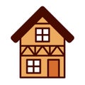 Cartoon Traditional European House Emoji Icon Isolated