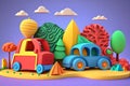 Cartoon traffic cars picture graphic illustration generative ai Royalty Free Stock Photo