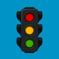 Cartoon traffic light on blue Royalty Free Stock Photo
