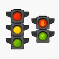 Cartoon Traffic Light Different Types Set. Vector