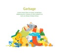 Cartoon Trash and Garbage Card Poster. Vector