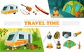 Cartoon Travel Camping Elements Set