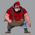 Cartoon treacherous man big guy with an ax