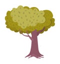 Cartoon tree with lush green leaves and brown trunk. Simple nature drawing, stylized deciduous tree vector illustration Royalty Free Stock Photo