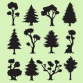 Cartoon Tree Silhouettes Collection Royalty Free Stock Photo