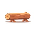 Cartoon tree trunk vector image, wood log design element
