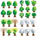 Cartoon trees, bushes set vector