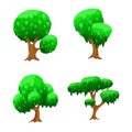 Cartoon trees, vector set trees for game design.