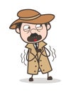 Cartoon Tremble Detective Expression Vector Illustration Royalty Free Stock Photo