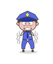 Cartoon Trembling Officer Face Expression Vector