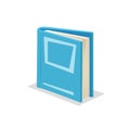 Cartoon trendy design blue standing closed book. Library, education