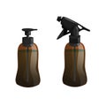 Cartoon trendy design hair styling equipment tool set. Brown figure bottle with spray for hair moistening. Vector barber shop illu