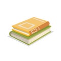 Cartoon trendy design yellow closed books stack. Library. education and school symbol.