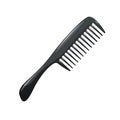 Cartoon trendy plastic black hair comb icon isolated on white background. Royalty Free Stock Photo