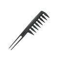 Cartoon trendy plastic black hair comb with special long teeth. Royalty Free Stock Photo