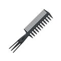 Cartoon trendy plastic double side black hair comb with special long teeth. Royalty Free Stock Photo