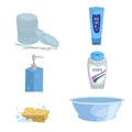 Cartoon trendy simple gradient bath icon set. Royalty Free Stock Photo