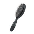 Cartoon trendy style black massage detangler hair brush for styling. Vector professional salon and hair care