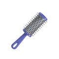 Cartoon trendy style blue cylinder hair brush for styling. Vector make up and hair care illustration.