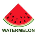 Cartoon triangle watermelon slice Healthy vegan food poster