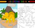 Cartoon triceratops coloring book