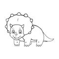 Cartoon Triceratops Cute Little Baby Dinosaur for Coloring Book and Education. Vector Royalty Free Stock Photo