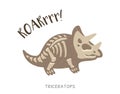 Cartoon triceratops dinosaur fossil. Vector illustration Royalty Free Stock Photo