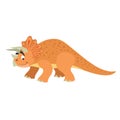 Cartoon triceratops. Flat simple style herbivore dinosaur. Jurassic world animal. Vector illustration for kid education or party d Royalty Free Stock Photo