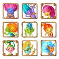 Cartoon Troll Characters Avatars Set