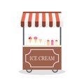 Cartoon trolley with ice cream,isolated on white background