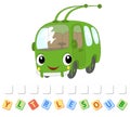 Cartoon trolleybus. Order the letters Royalty Free Stock Photo