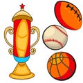 Cartoon trophy with ball