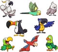 Cartoon Tropical Birds. Vector illustration with simple gradients. All in one single layer. Royalty Free Stock Photo