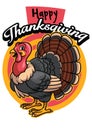 Cartoon of turkey greeting happy thanksgiving