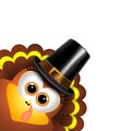 Cartoon turkey in a pilgrim hat Royalty Free Stock Photo