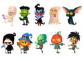 Cartoon Halloween monsters set. Vectot