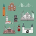 Cartoon Turkey symbols and objects set