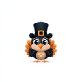 Cartoon turkey in a top hat white isolate background Royalty Free Stock Photo