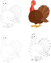 Cartoon turkey. Vector illustration. Dot to dot game for kids Royalty Free Stock Photo