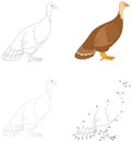 Cartoon turkey. Vector illustration. Dot to dot game for kids Royalty Free Stock Photo