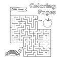 Cartoon Turtle Coloring Book Maze Game Royalty Free Stock Photo