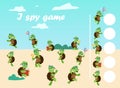Cartoon turtle. Cute green tortoise. Preschool kids worksheet. Studying task. Logic game. Search same animals. Compare Royalty Free Stock Photo
