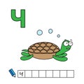 Cartoon Turtle Illustration with Russian Alphabet Royalty Free Stock Photo