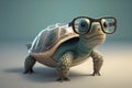 cartoon turtle in large transparent glasses