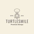 Cartoon turtle line hipster logo design vector graphic symbol icon sign illustration creative idea