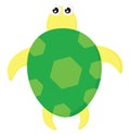 A cute green and yellow colored cartoon turtle vector or color illustration